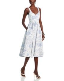 Cinq agrave Sept Garden Toile Notch Neck Midi Dress Bloomingdales at Bloomingdales