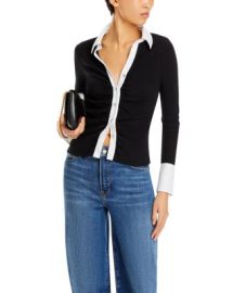 Cinq agrave Sept Lola Contrast Trim Shirt Bloomingdales at Bloomingdales