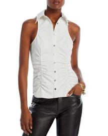 Cinq agrave Sept Rosalia Ruched Sleeveless Button Front Top Bloomingdales at Bloomingdales