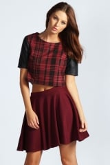 Circle skirt in wine at Boohoo