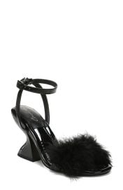 Circus by Sam Edelman Brenna Feather Ankle Strap Sandal in Black at Nordstrom