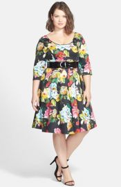 City Chic Floral Print Fit andamp Flare Dress at Nordstrom