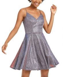 City Studios Juniors  Glitter Fit   Flare Dress   Reviews - Dresses - Juniors - Macy s at Macys