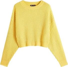 Ckikiou Spring Fall Crew Neck Batwing Cute Cropped Sweater for Women Sexy Lightweight Soft Knitted Short Pullover Jumper at Womens Clothing store at Amazon