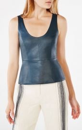 Cladiana Faux-Leather Peplum Top at Bcbg