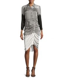 Clara Ruched Silk Shirtdress at Neiman Marcus