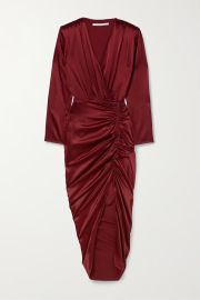 Claret Cameri ruched silk-blend charmeuse midi dress VERONICA BEARD NET-A-PORTER at Net a Porter