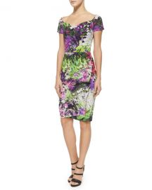 Claretta Floral-Print  Ruched Dress at Neiman Marcus