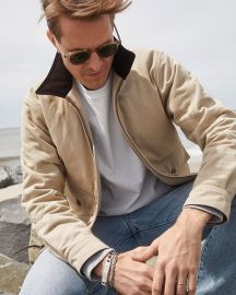 Classic Bomber Jacket in Cotton Twill Chino and Weatherproof Nylon - The Scrambler - AYR at AYR