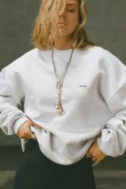 Classic Crew Pullover - Pearl Grey French Terry w Logo JOAH BROWN at Joah Brown