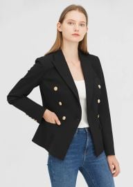 Classic Double Breasted Slim Blazer at Lily Silk