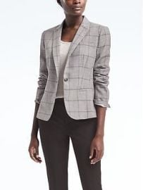 Classic-Fit Lightweight Wool Windowpane Blazer at Banana Republic