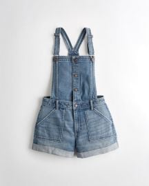 Classic Stretch High-Rise Denim Mom Short Overall at Hollister