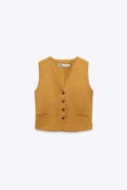 Classic Waistcoat with Pockets in Curry at Zara