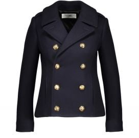 Classic cropped woollen pea coat at 24s