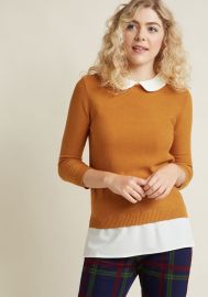 Classroom Charisma Collared Sweater in Turmeric at ModCloth