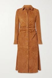 Claudia Ruched Suede Midi Shirt Dress by Altuzarra at Net A Porter