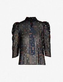 Claudie Pierlot Borisal Badges-print Chiffon Top at Selfridges