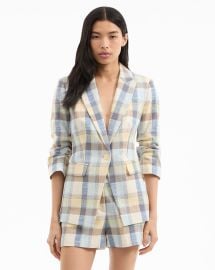 Clayton Plaid Dickey Jacket in Blue amp Yellow Powder Blue Multi at Veronica Beard