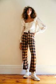 Clean Crop Plaid Flare Pants at Free People