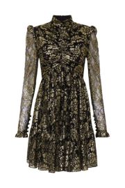 Clementine Long Sleeve Mini Dress BlackGold at Rebecca Valance