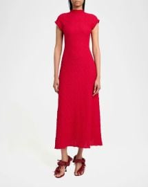Cleo Stretch Jersey Jacquard A-Line Midi Dress at Neiman Marcus