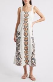 Cleobella Jolene Placement Print Cotton & Linen Midi Sundress at Nordstrom