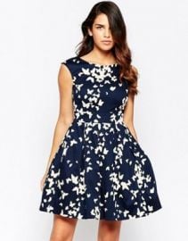 Closet Fit and Flare Dress in Butterfly Print at asos com at Asos