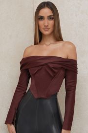 Clothing  Tops  039Morgan039 Raisin Satin Off Shoulder Draped Corset at House of CB