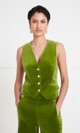 Clove Velvet Waistcoat - Chartreuse Tailoring Temperley London Temperley London INT at Temperley London