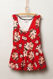 Clovelly Peplum Top in red at Anthropologie