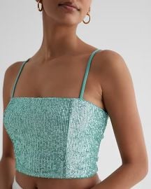 Club L London Starlight Supreme Sequin Cowl Neck Crop Top at Express