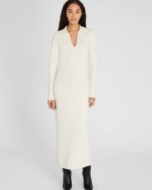 Club Monaco Cashmere Blend Open Collar Maxi Dress in Ivory at Club Monaco