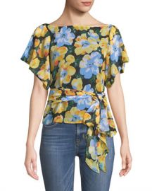 Club Monaco Gussie Floral-Print Wrap Top at Neiman Marcus