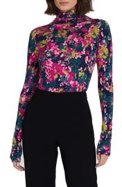 Club Monaco Julie Floral Print Turtleneck Top at Nordstrom