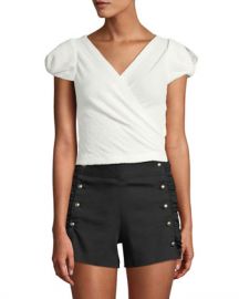 Club Monaco Lannah Wrap Cap-Sleeve Top at Neiman Marcus