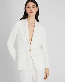 Club Monaco Pinstripe Single Breasted Linen Blend Blazer at Club Monaco