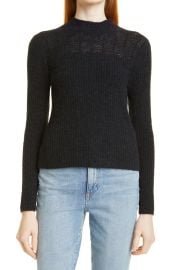 Club Monaco Pointelle Yoke Ribbed Sweater at Nordstrom