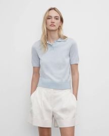 Club Monaco Scalloped Cotton Linen Polo at Club Monaco