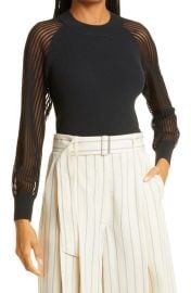 Club Monaco Sheer Stripe Sleeve Sweater at Nordstrom