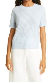 Club Monaco Short Sleeve Rib Cashmere Sweater in Light Blue at Nordstrom