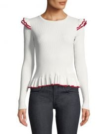 Club Monaco Skarlier Ribbed Ruffle Sweater   Neiman Marcus at Neiman Marcus