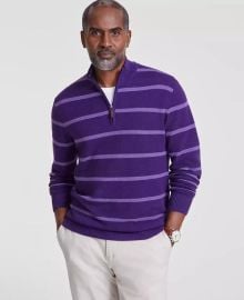 Club Room Men39s Stripe Quarter-Zip Sweater Created for Macy39s - Macy39s at Macys