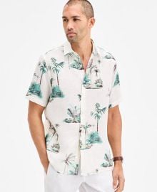 Club Room Mens Aloha Short Sleeved Tropical Print Button-Front Linen Shirt Exclusively at Macys - Macys at Macys