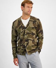 Club Room Mens Camo V-Neck Cashmere Cardigan Sweater Created for Macys - Macys at Macys