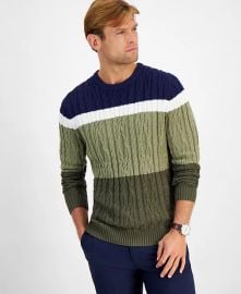 Club Room Mens Colorblocked Cable Sweater Created for Macys - Macys at Macys