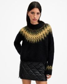 Clyde Fair Isle Funnel Neck Sweater Black ALLSAINTS US at All Saints