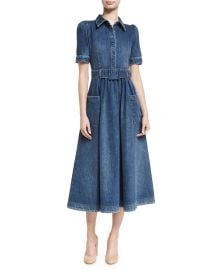 Co Belted Denim Midi Shirtdress   Neiman Marcus at Neiman Marcus