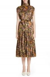 Co Floral High Neck Silk Dress   Nordstrom at Nordstrom