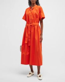 Co Gathered Button-Front Midi Dress at Neiman Marcus